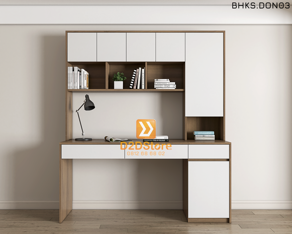 Bàn học đơn cho bé có kệ sách BHKS.DON03