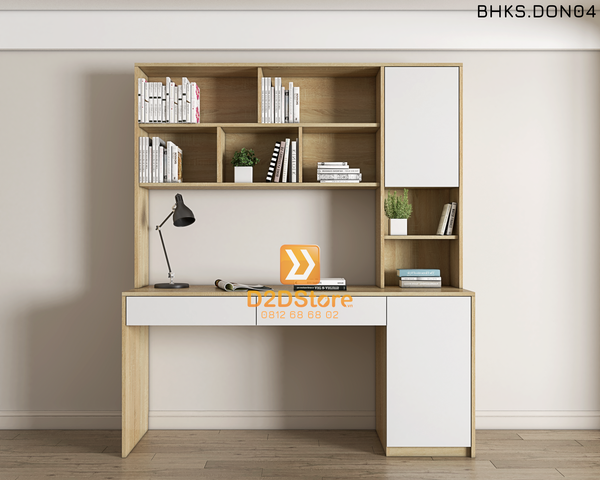 Bàn học đơn cho bé có kệ sách BHKS.DON04