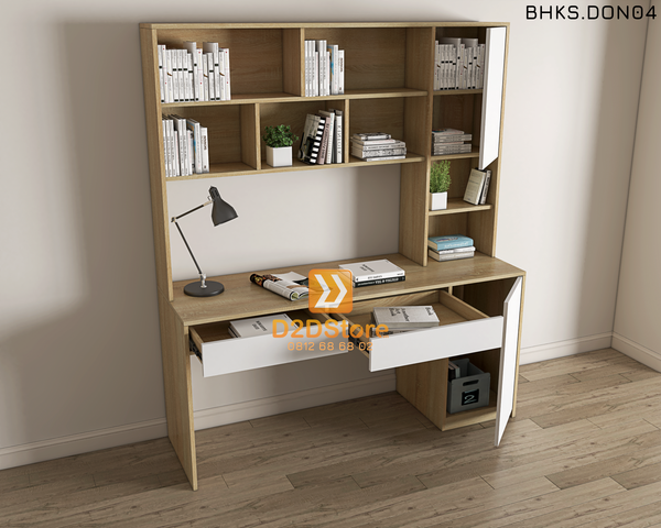 Bàn học đơn cho bé có kệ sách BHKS.DON04