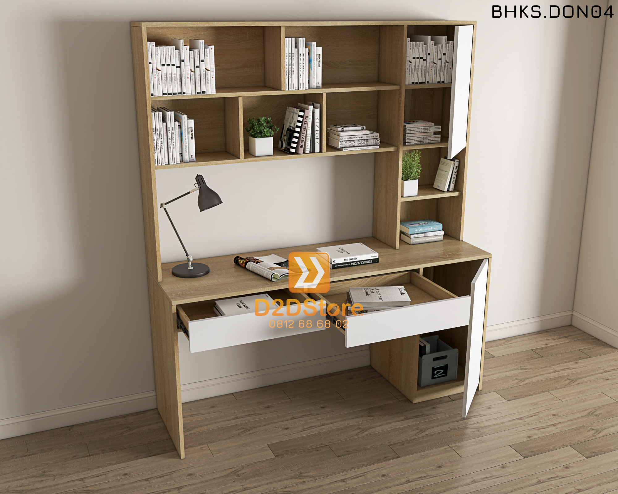  Bàn học đơn cho bé có kệ sách BHKS.DON04 