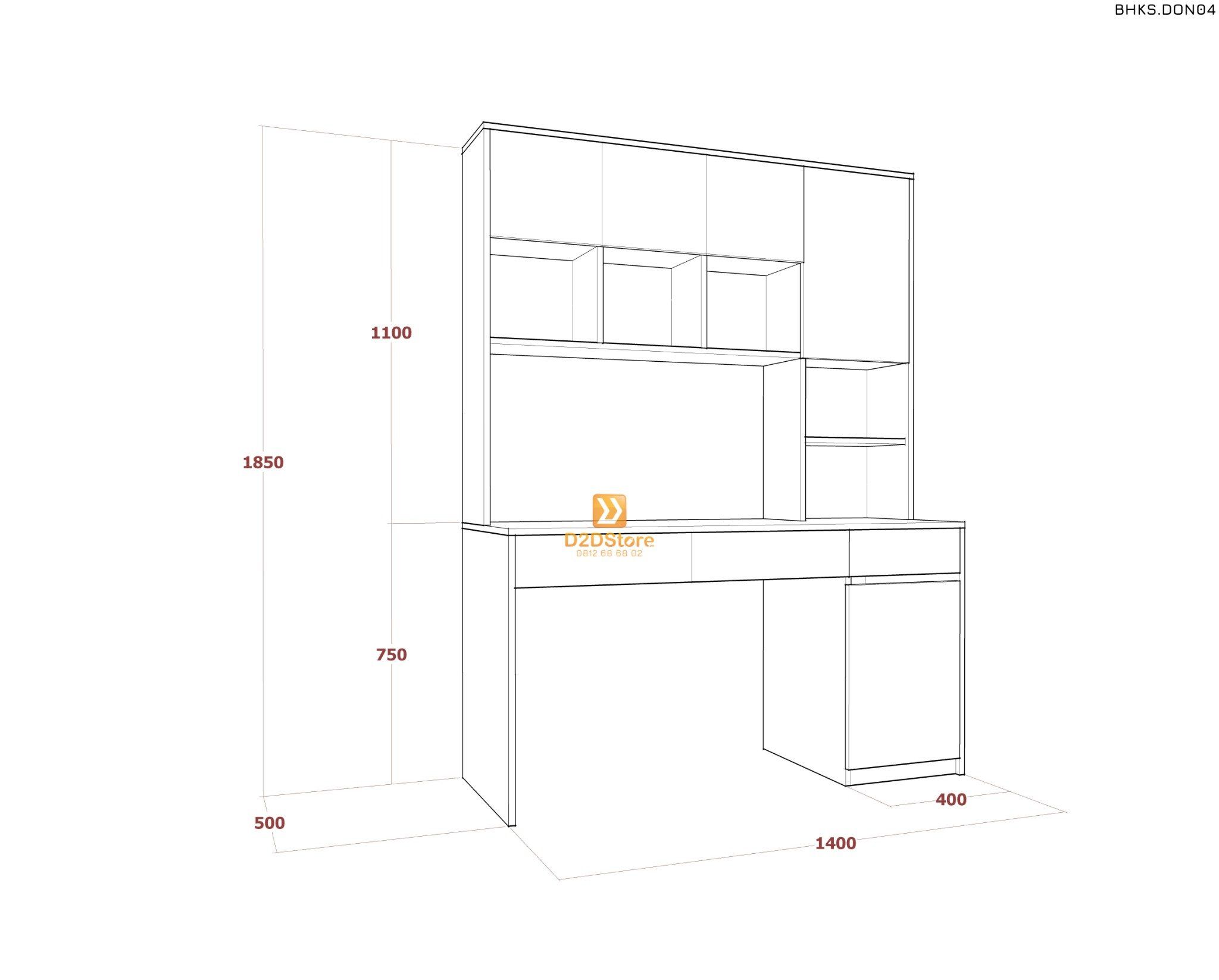  Bàn học đơn cho bé có kệ sách BHKS.DON04 