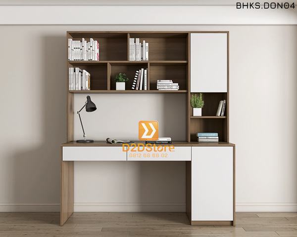 Bàn học đơn cho bé có kệ sách BHKS.DON04