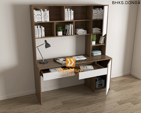 Bàn học đơn cho bé có kệ sách BHKS.DON04