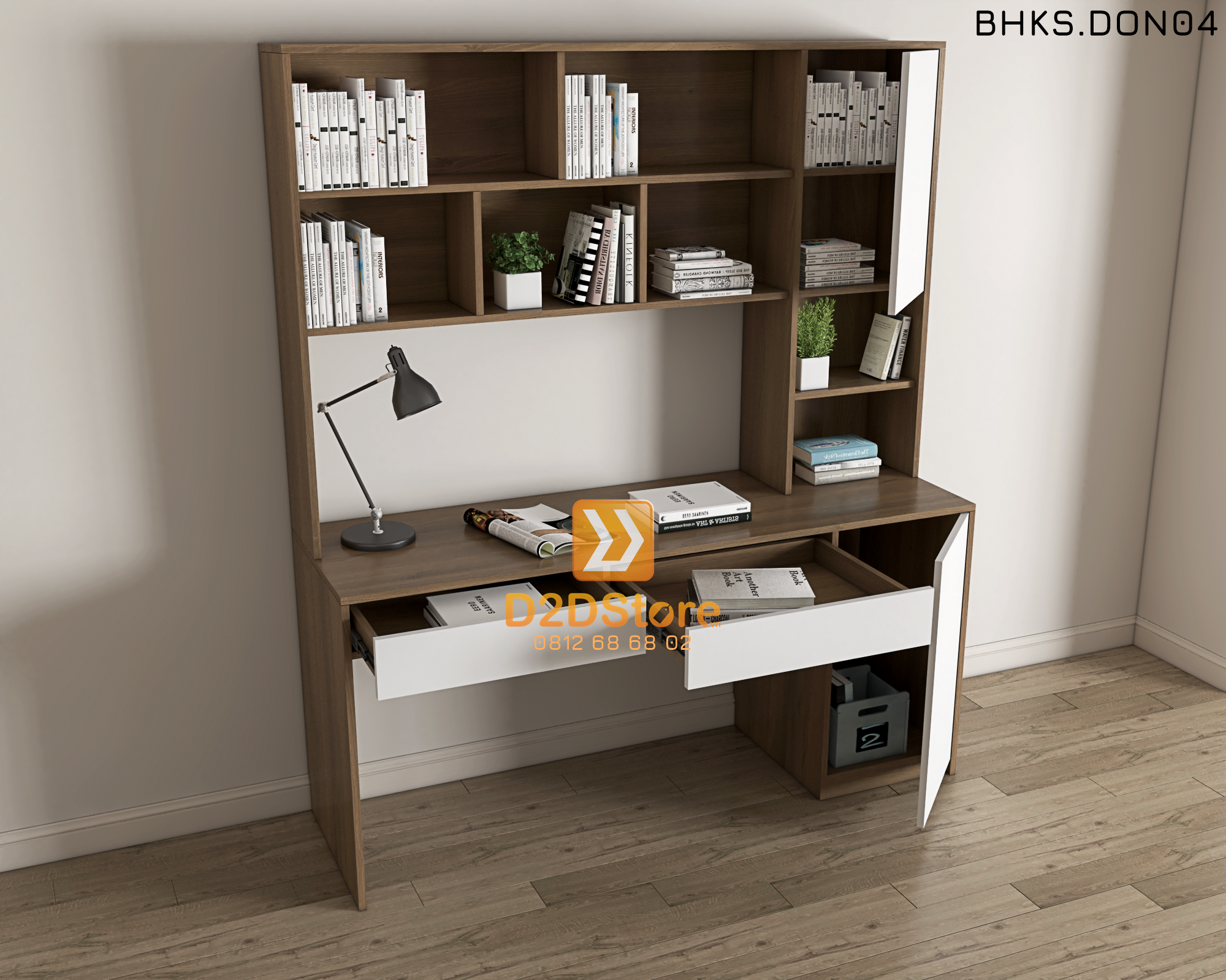  Bàn học đơn cho bé có kệ sách BHKS.DON04 