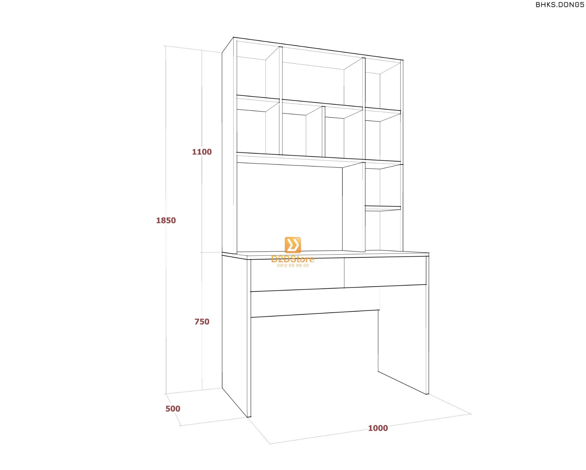  Bàn học đơn cho bé có kệ sách BHKS.DON05 