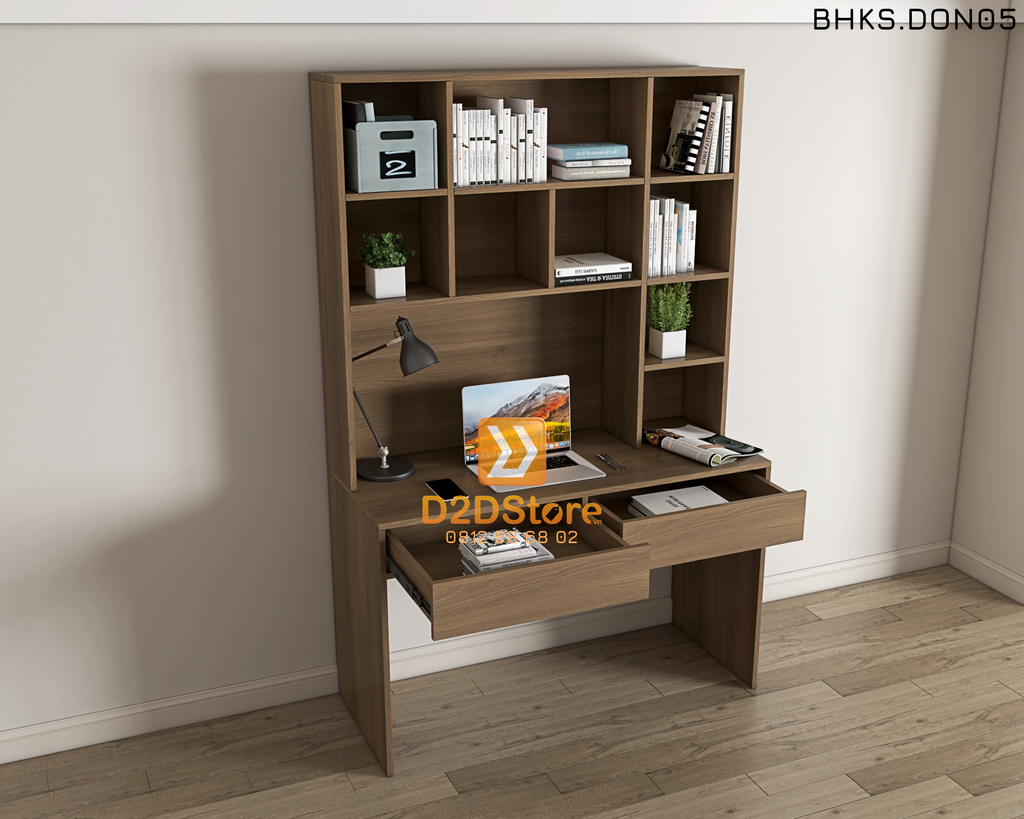 Bàn học đơn cho bé có kệ sách BHKS.DON05