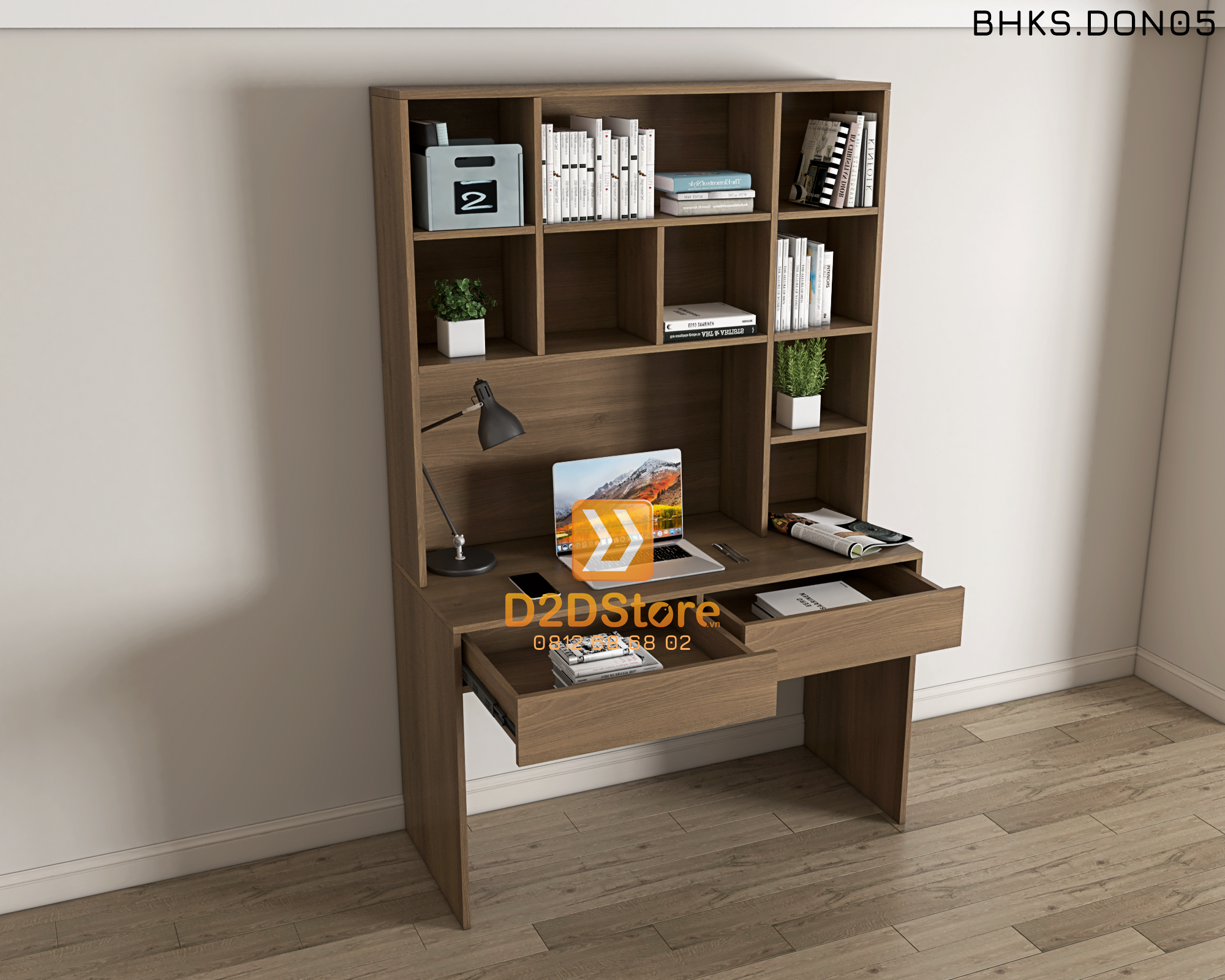  Bàn học đơn cho bé có kệ sách BHKS.DON05 