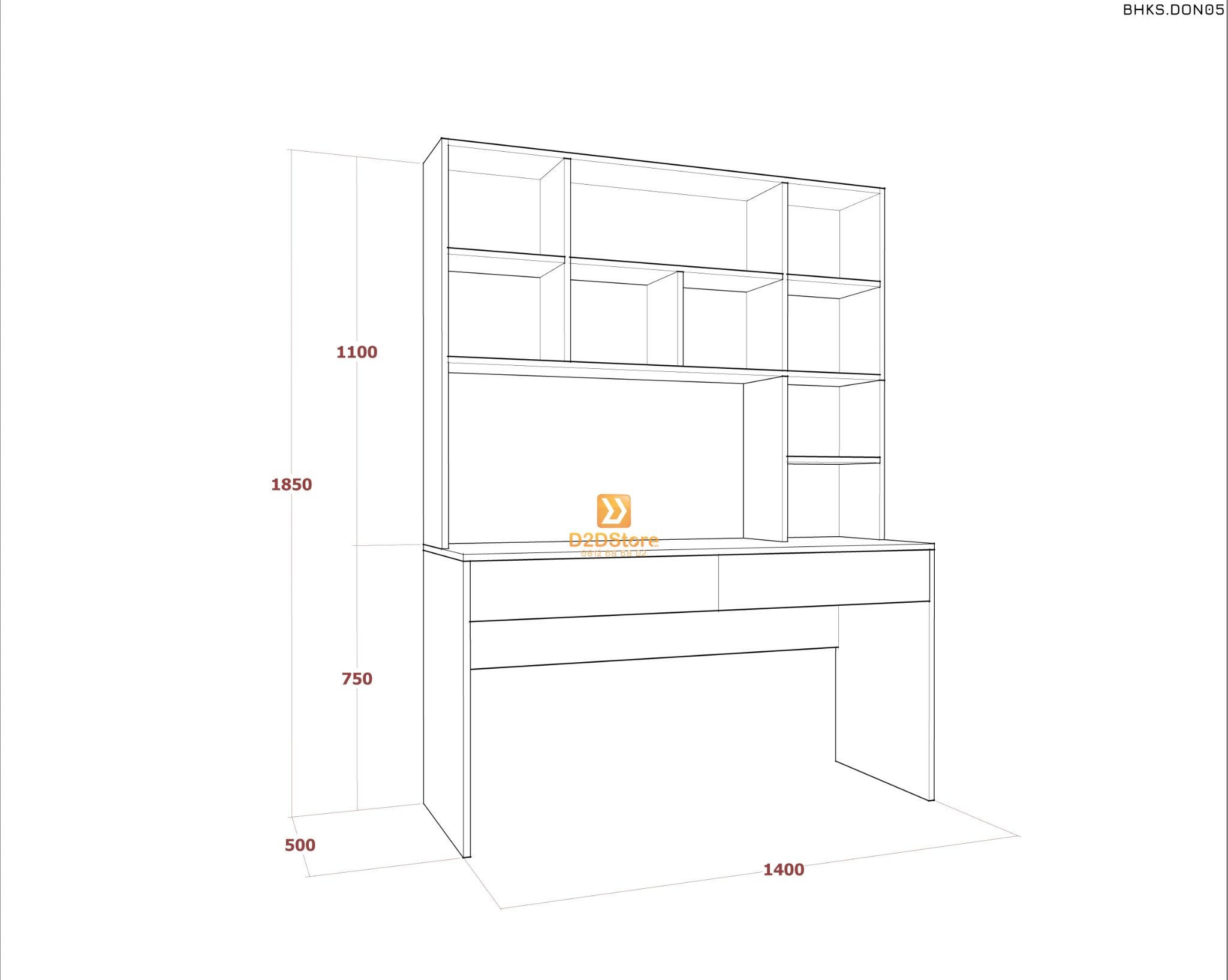  Bàn học đơn cho bé có kệ sách BHKS.DON05 