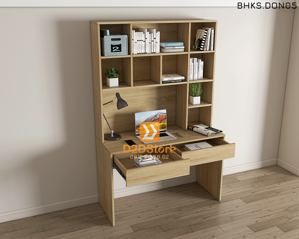 Bàn học đơn cho bé có kệ sách BHKS.DON05
