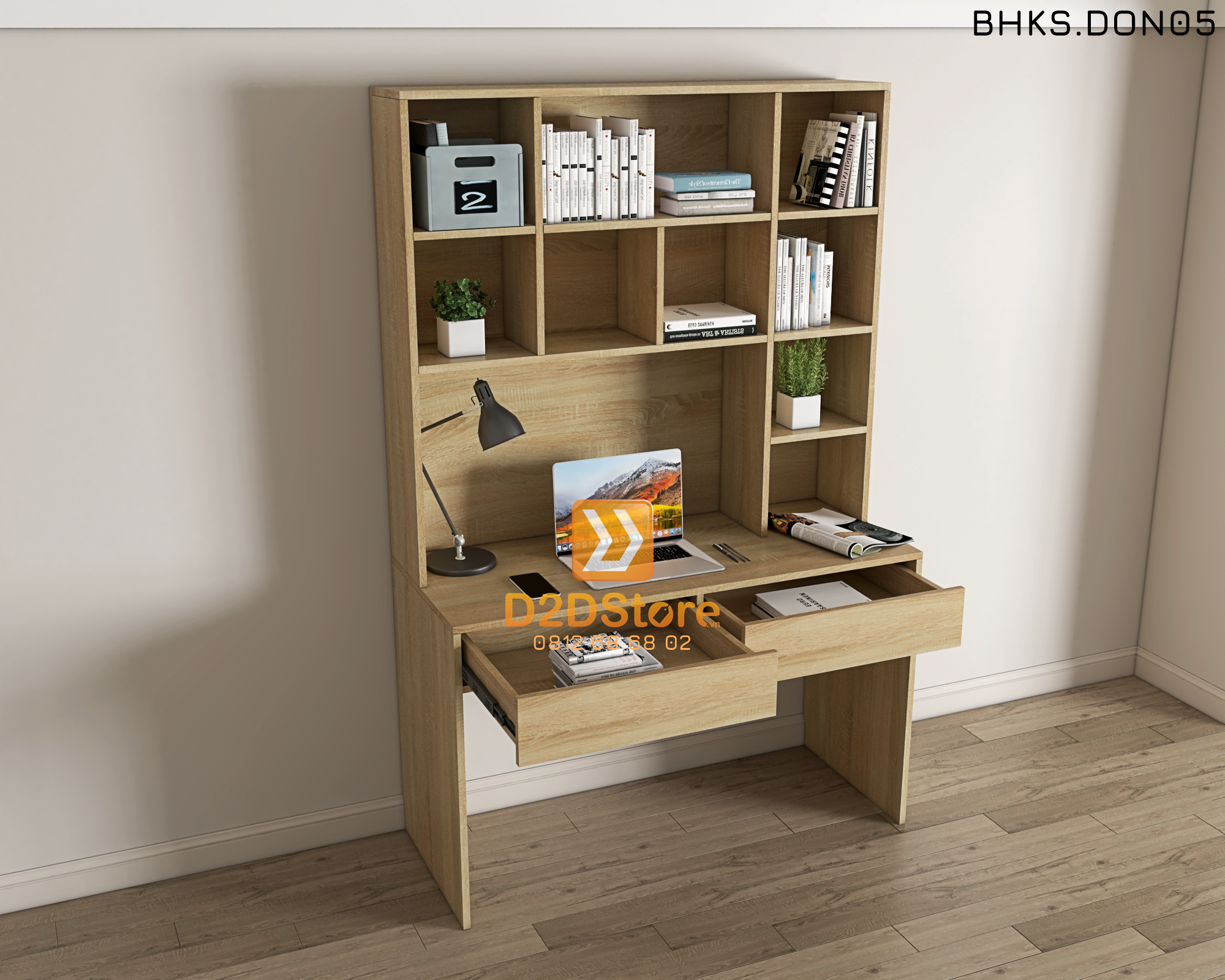  Bàn học đơn cho bé có kệ sách BHKS.DON05 