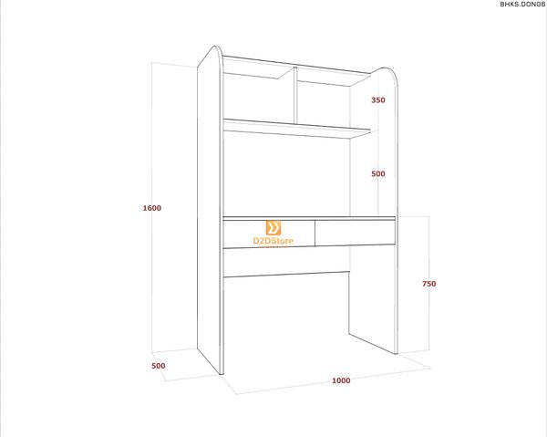 Bàn học đơn cho bé có kệ sách BHKS.DON06