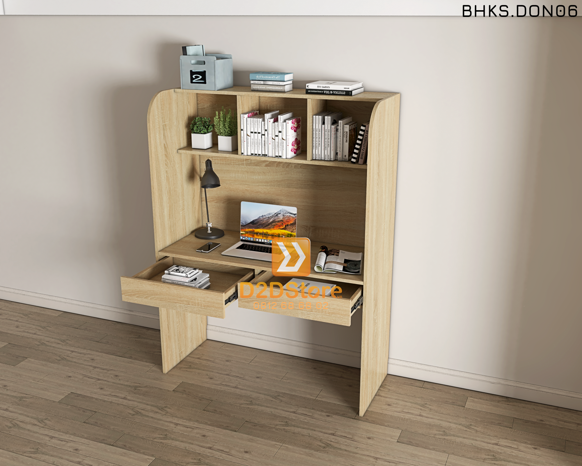  Bàn học đơn cho bé có kệ sách BHKS.DON06 