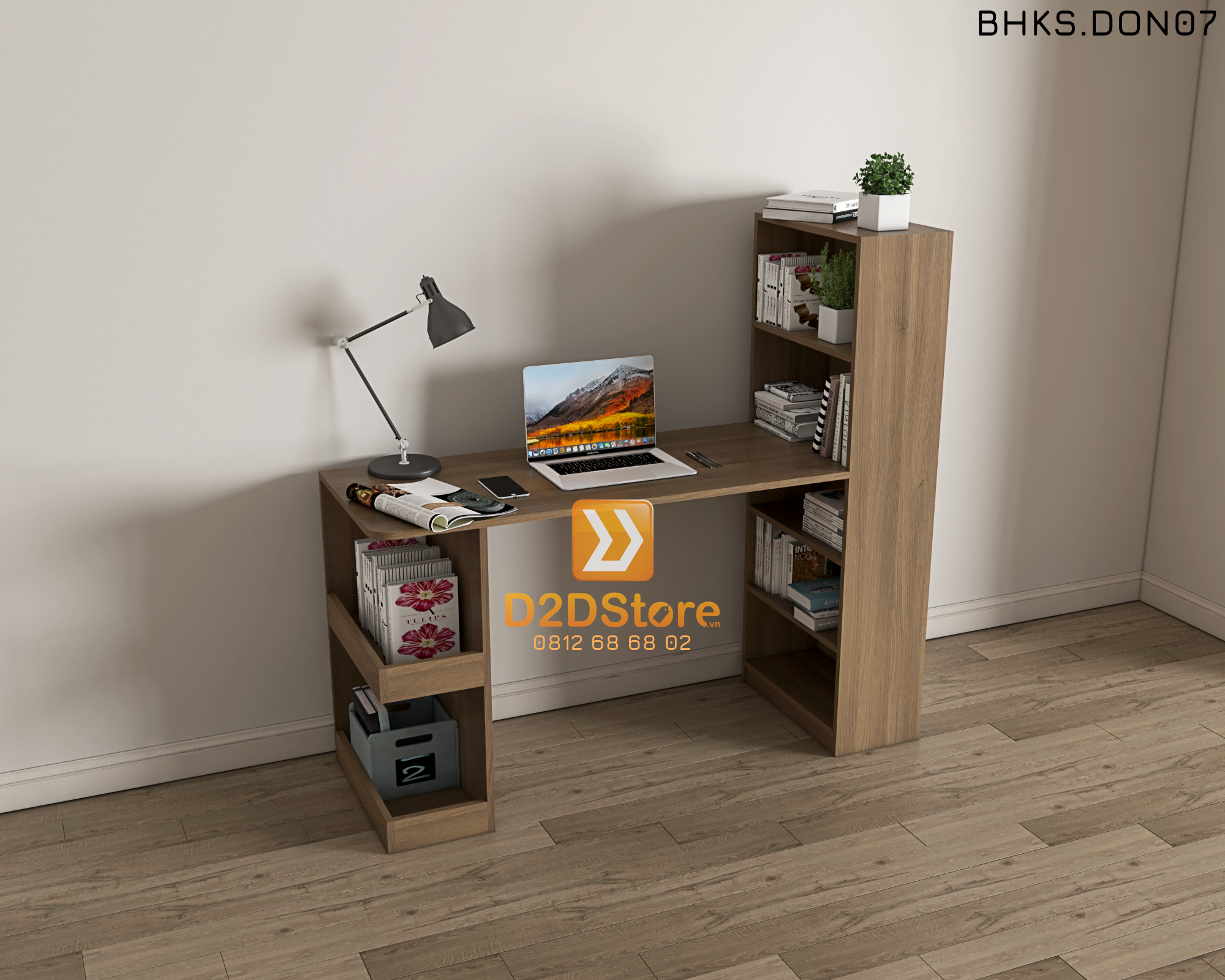  Bàn học đơn cho bé có kệ sách BHKS.DON07 