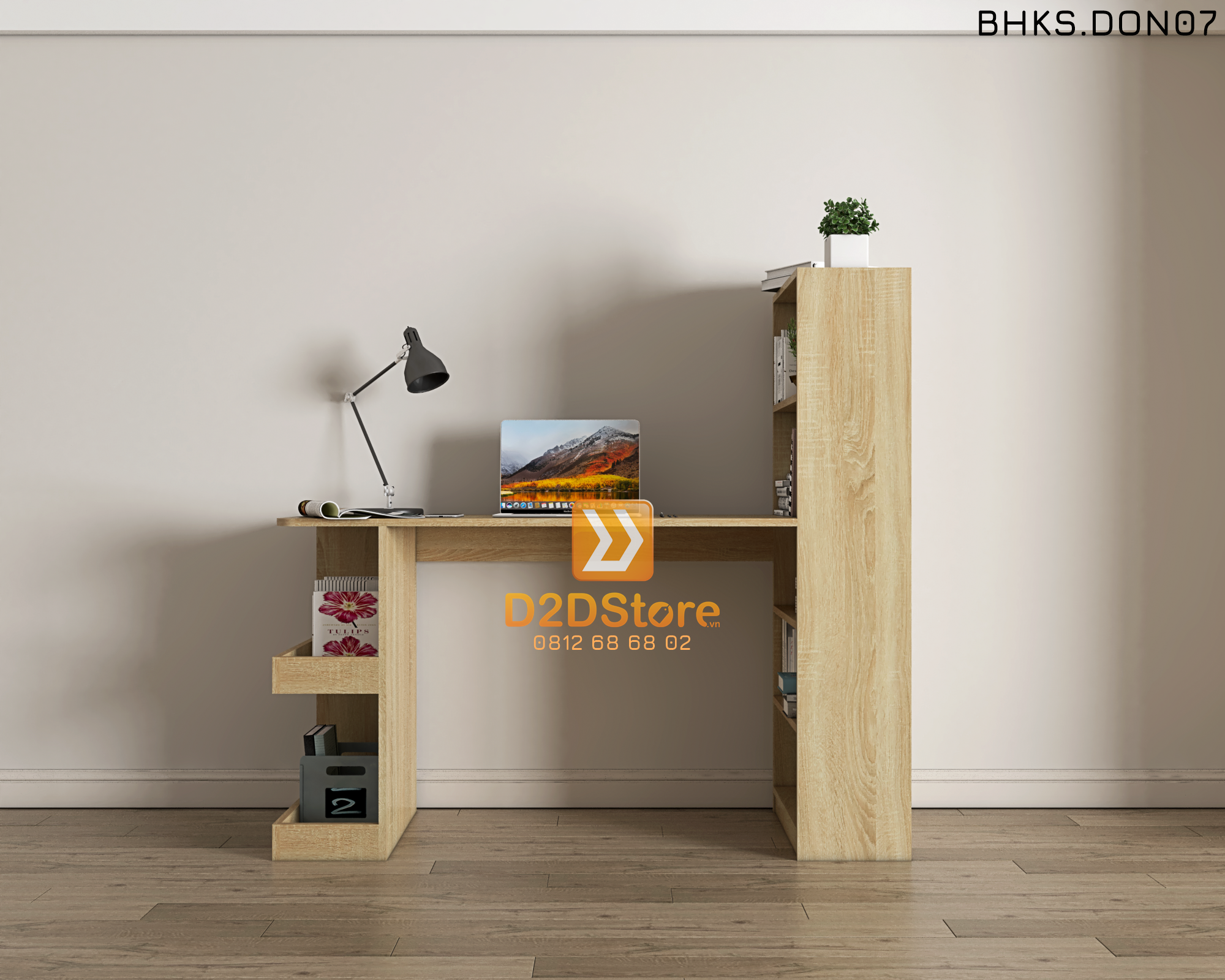  Bàn học đơn cho bé có kệ sách BHKS.DON07 