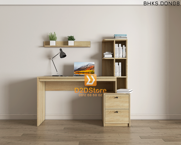 Bàn học đơn cho bé có kệ sách BHKS.DON08