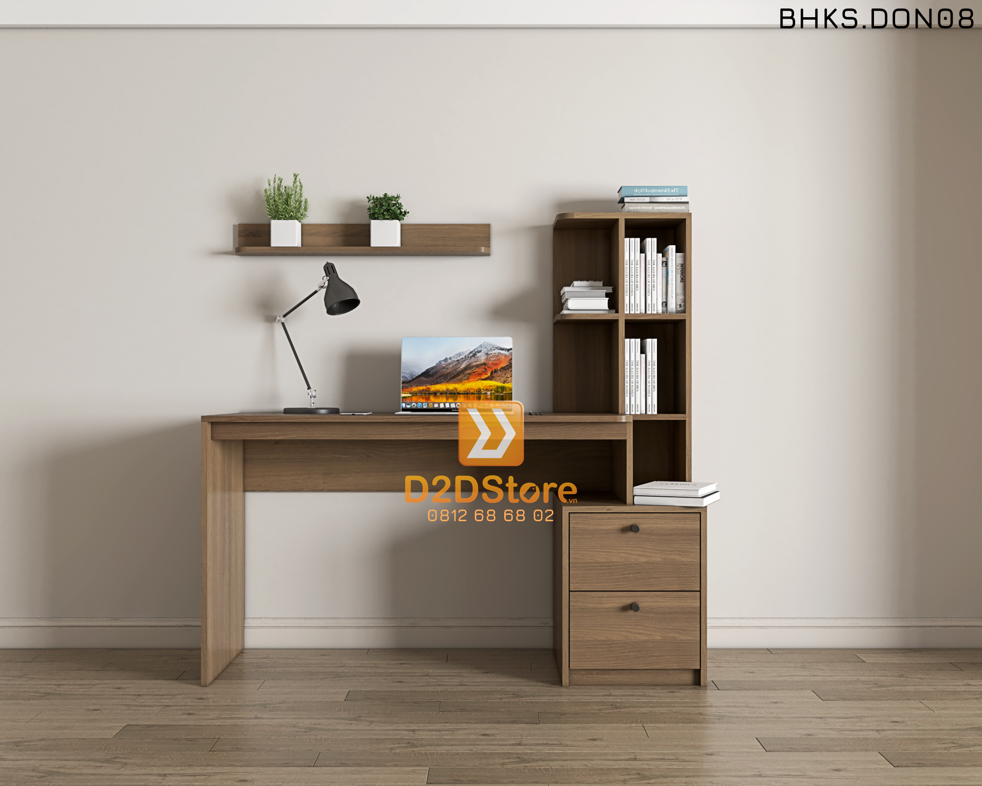  Bàn học đơn cho bé có kệ sách BHKS.DON08 