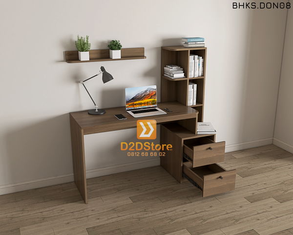 Bàn học đơn cho bé có kệ sách BHKS.DON08