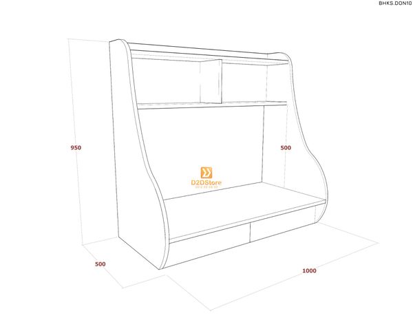 Bàn học đơn cho bé có kệ sách BHKS.DON10