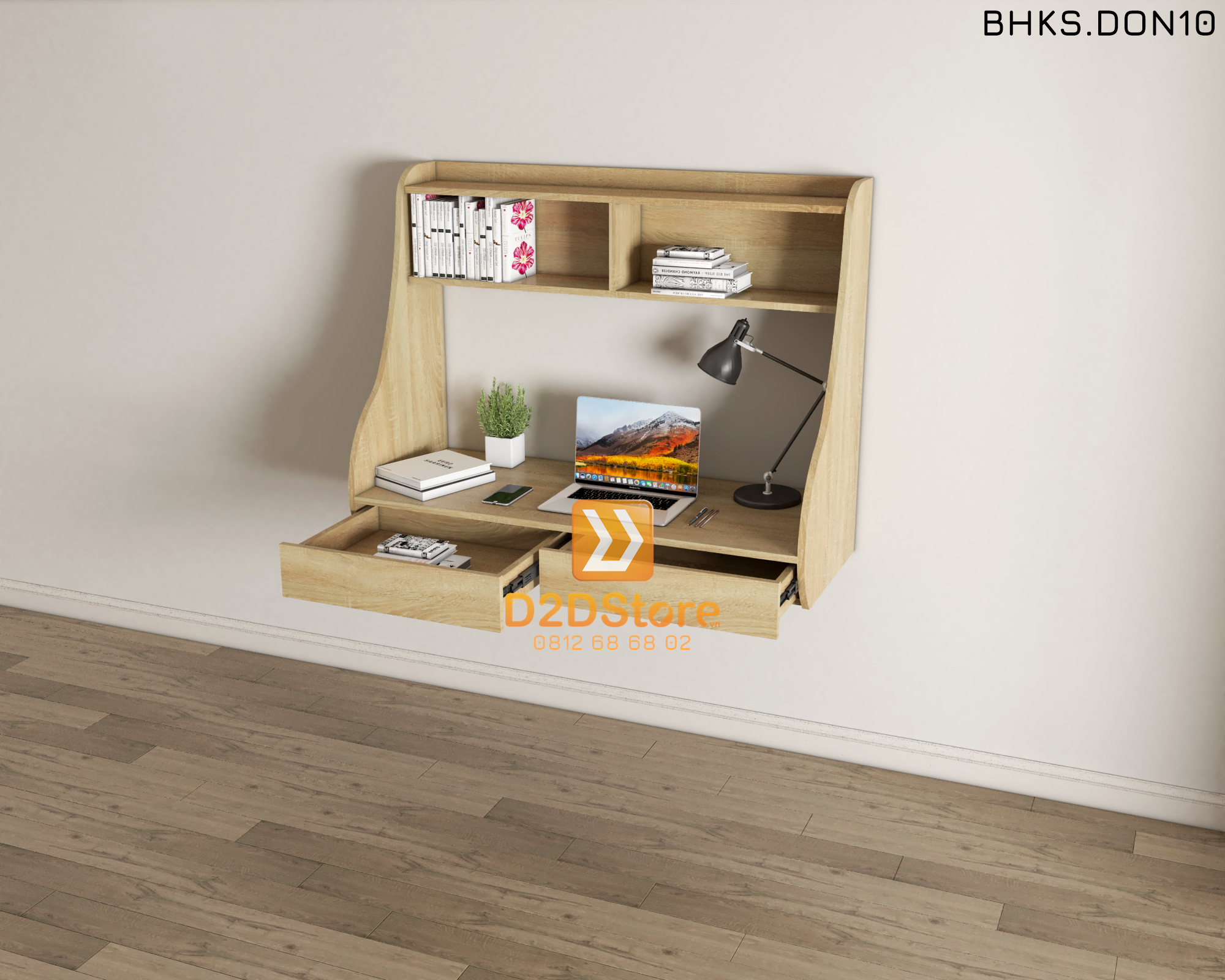  Bàn học đơn cho bé có kệ sách BHKS.DON10 