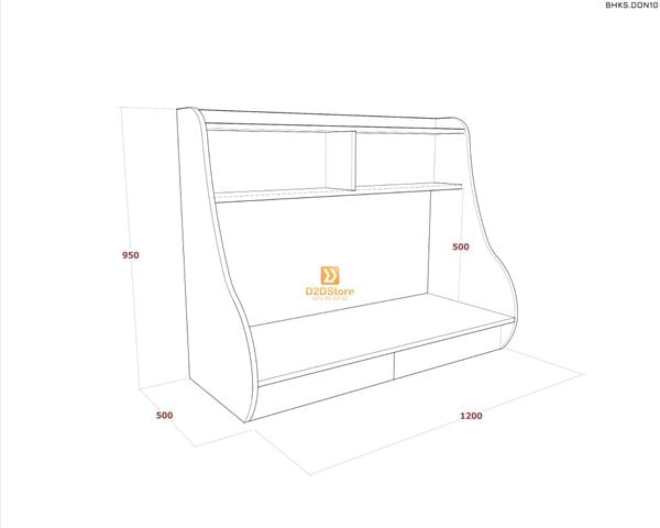 Bàn học đơn cho bé có kệ sách BHKS.DON10