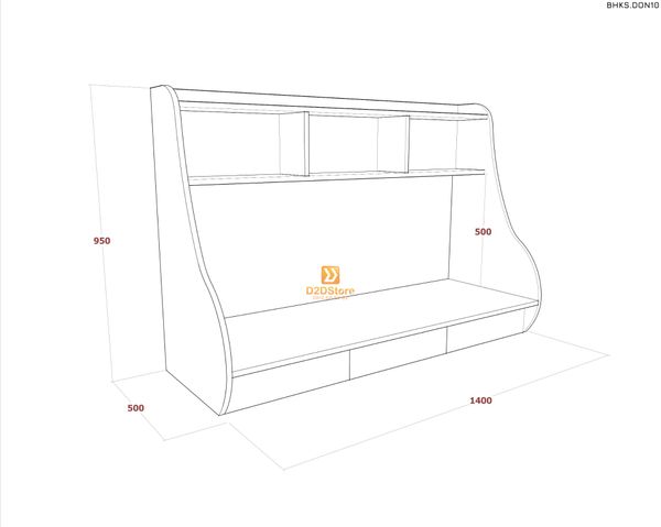 Bàn học đơn cho bé có kệ sách BHKS.DON10