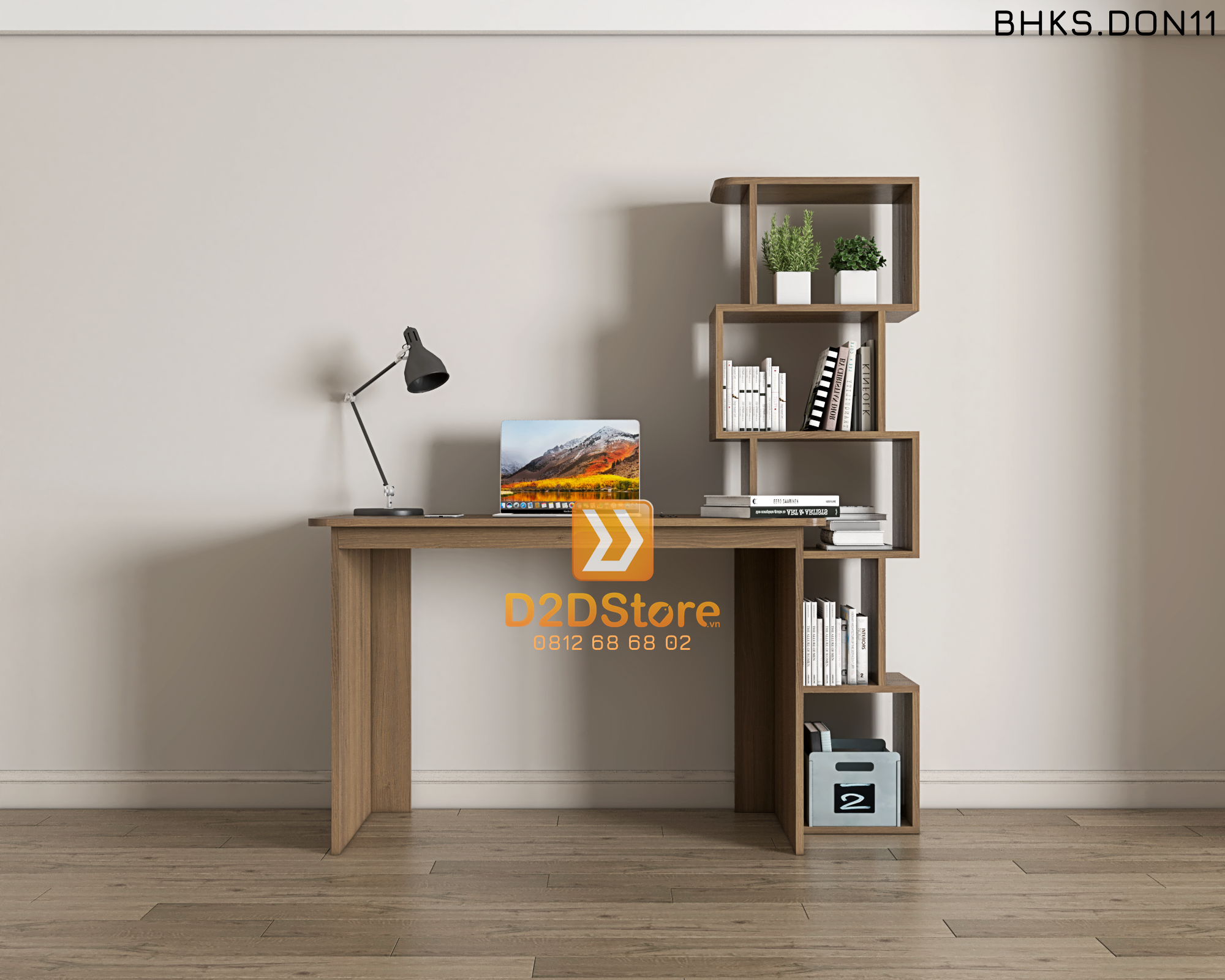  Bàn học đơn cho bé có kệ sách BHKS.DON11 