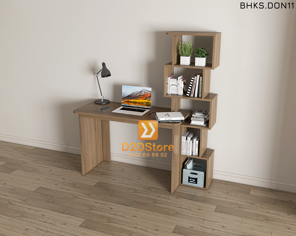 Bàn học đơn cho bé có kệ sách BHKS.DON11