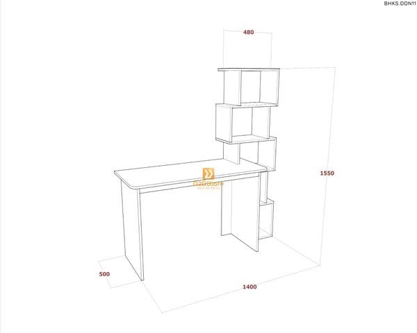Bàn học đơn cho bé có kệ sách BHKS.DON11