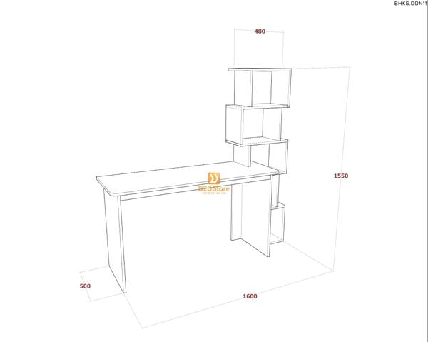 Bàn học đơn cho bé có kệ sách BHKS.DON11