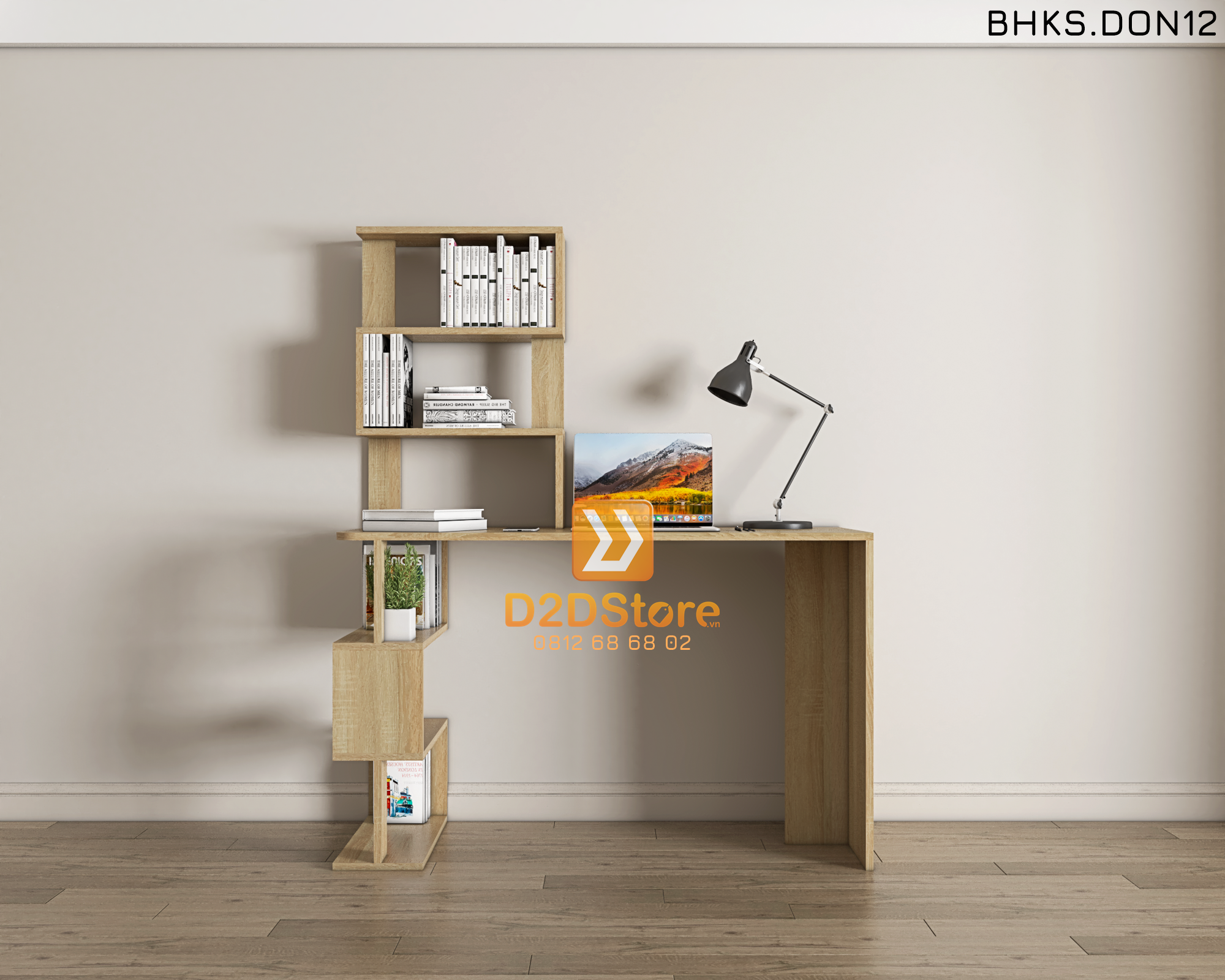  Bàn học đơn cho bé có kệ sách BHKS.DON12 