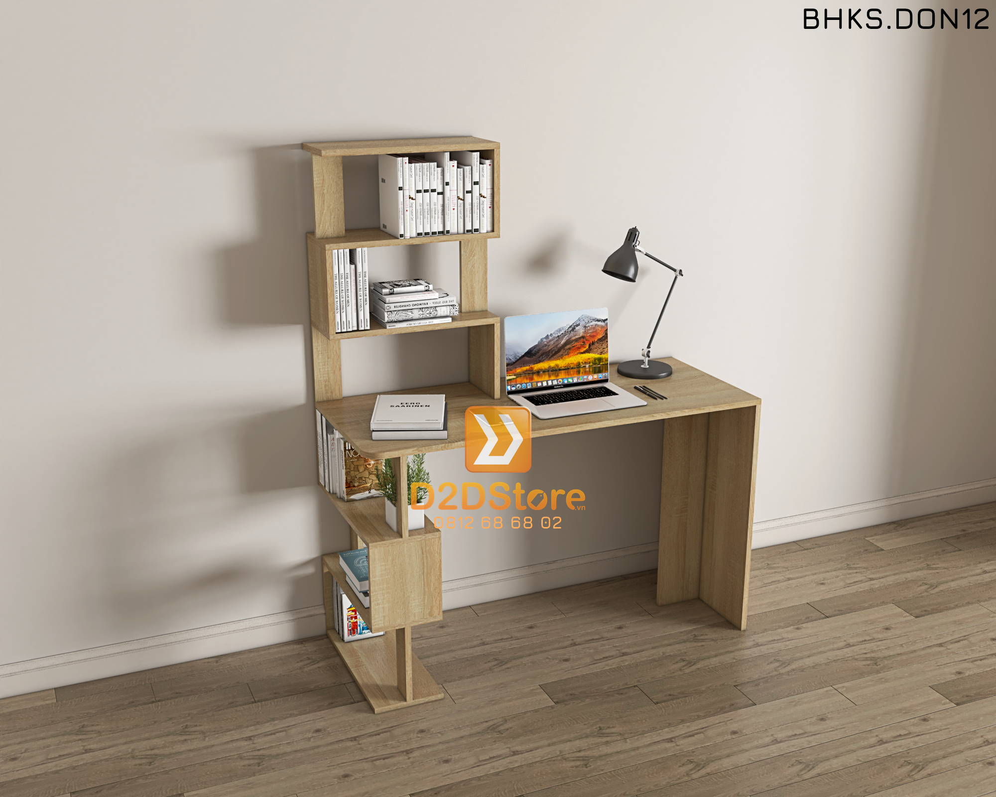  Bàn học đơn cho bé có kệ sách BHKS.DON12 