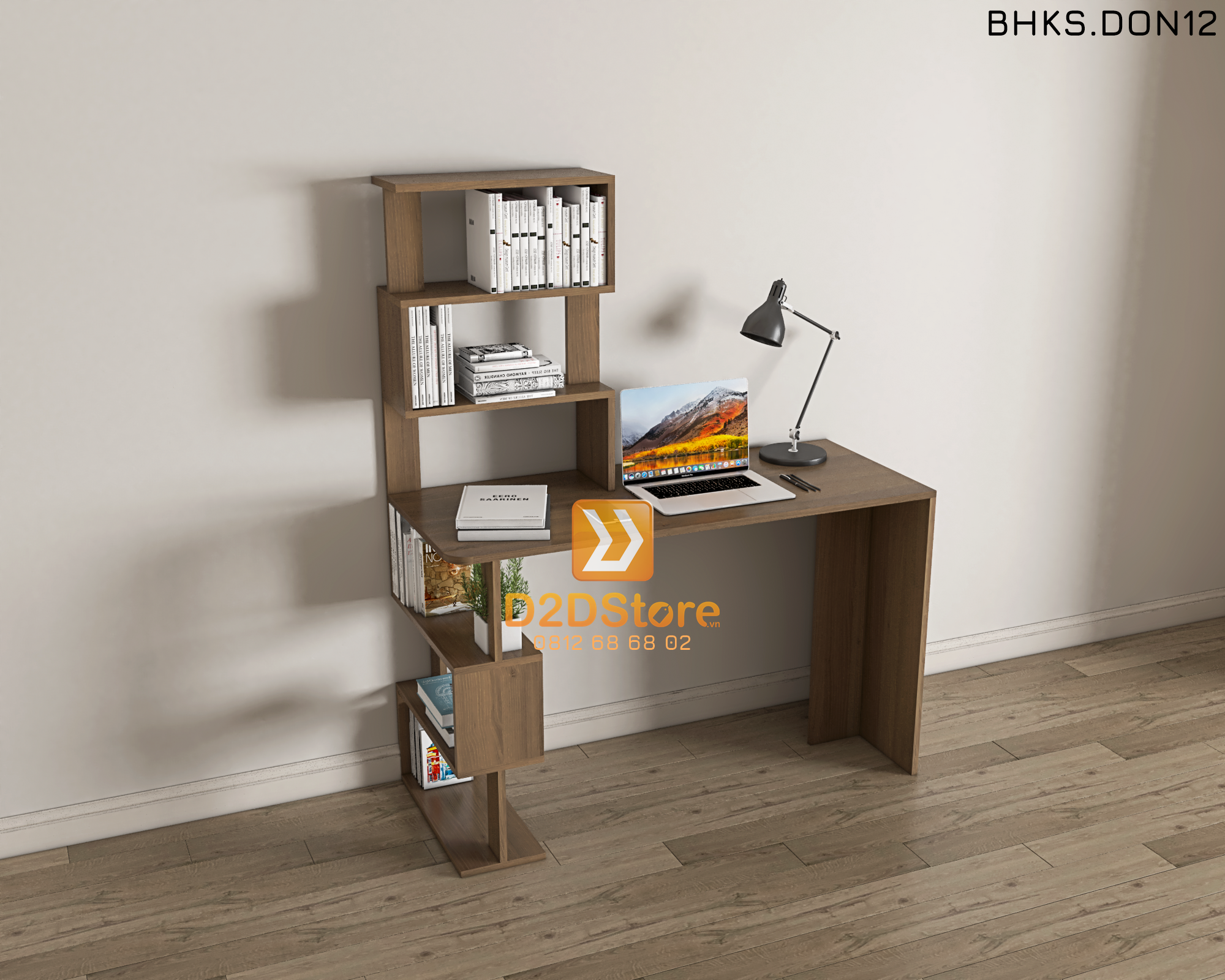  Bàn học đơn cho bé có kệ sách BHKS.DON12 