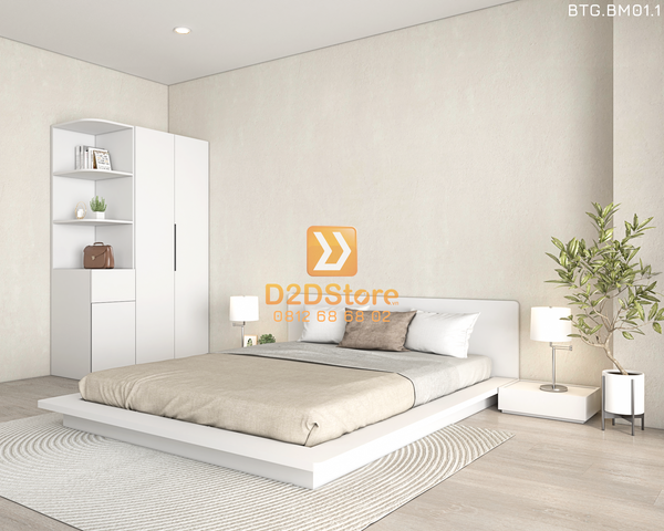 Bộ tủ giường đồng màu kích thước tủ 1200x2000 kết hợp giường kiểu nhật mã BTG.BM01.1