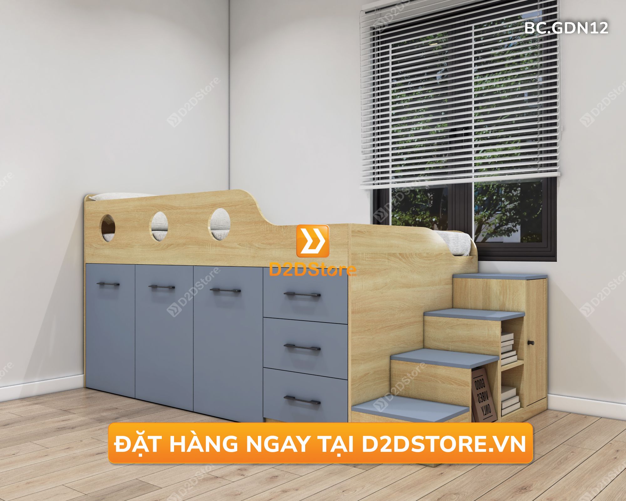  Giường đa năng kết hợp tủ áo và bàn học mã BC.GDN12 