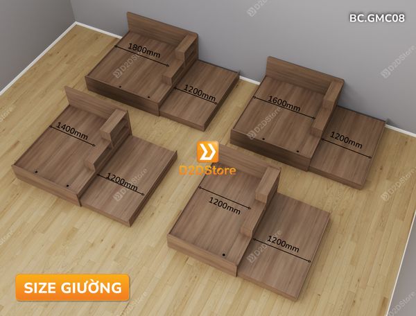Giường kéo 2 tầng thông minh nhiều kích thước mã BC.GMC08