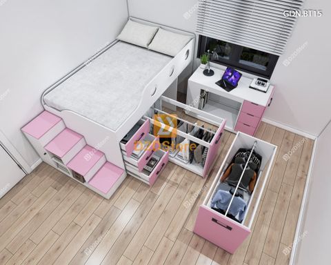 Giường ngủ kết hợp bàn học tủ áo GDN.BT15