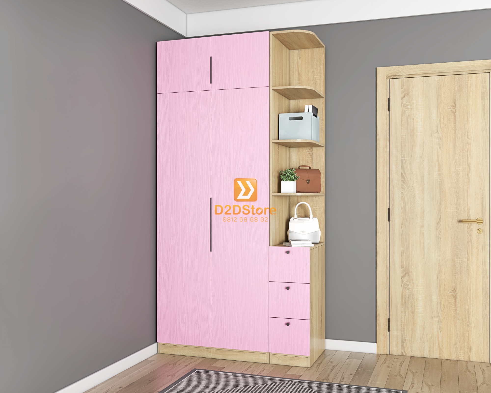  Tủ áo melamine cánh mở TA.MCM04 