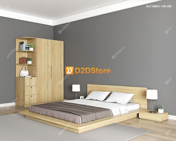 Bộ giường tủ phòng ngủ bố mẹ BGT.BM03-140.200