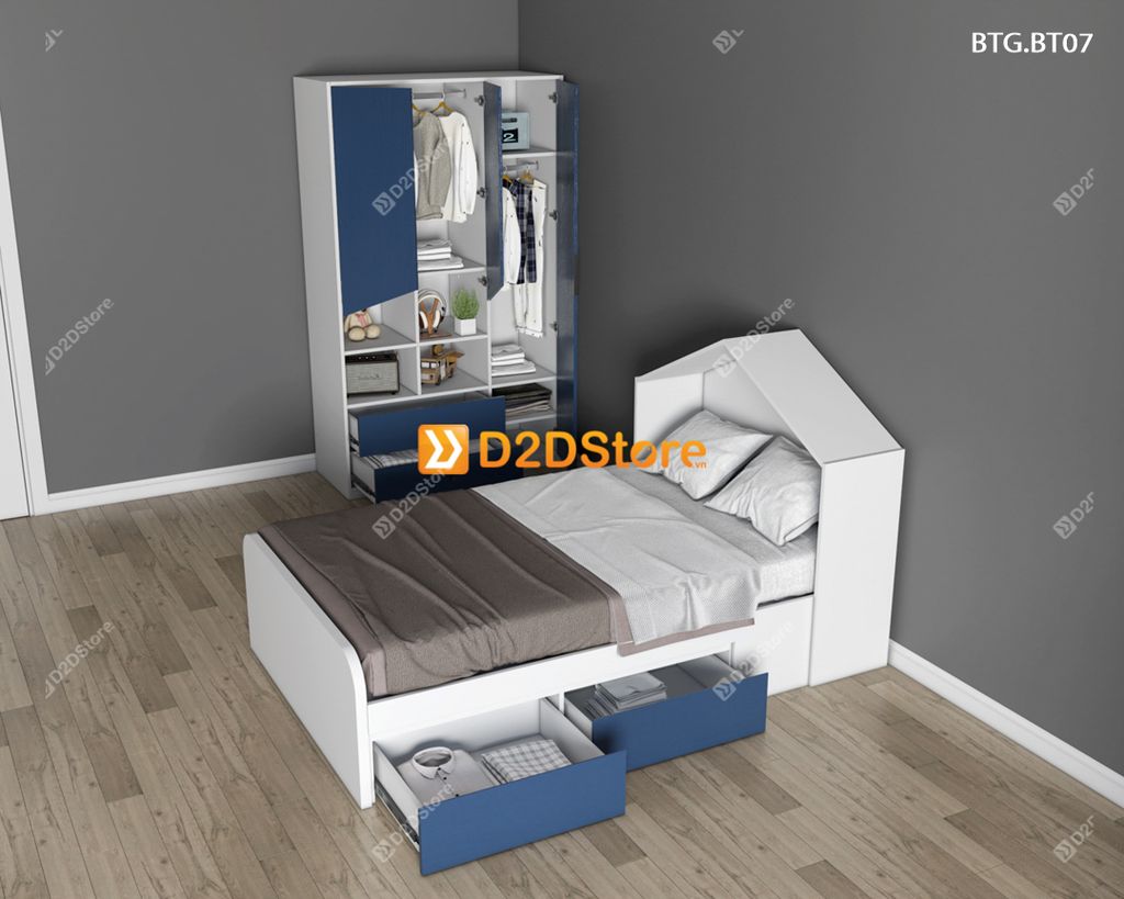 Bộ giường tủ phòng ngủ bé trai BTG.BT07