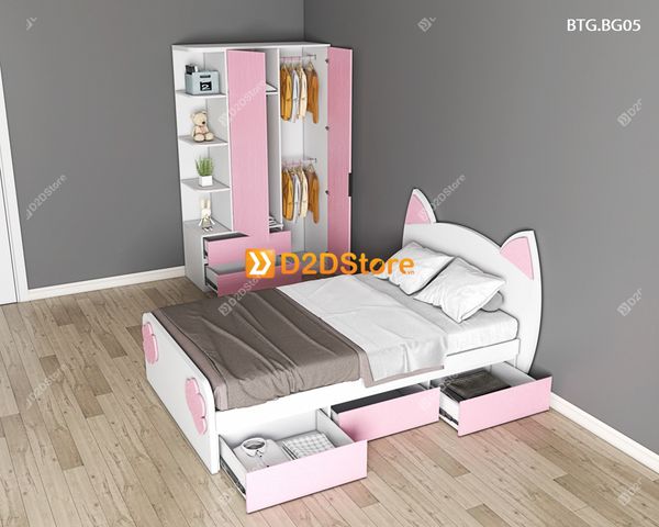 Bộ giường tủ phòng ngủ bé gái BTG.BG05