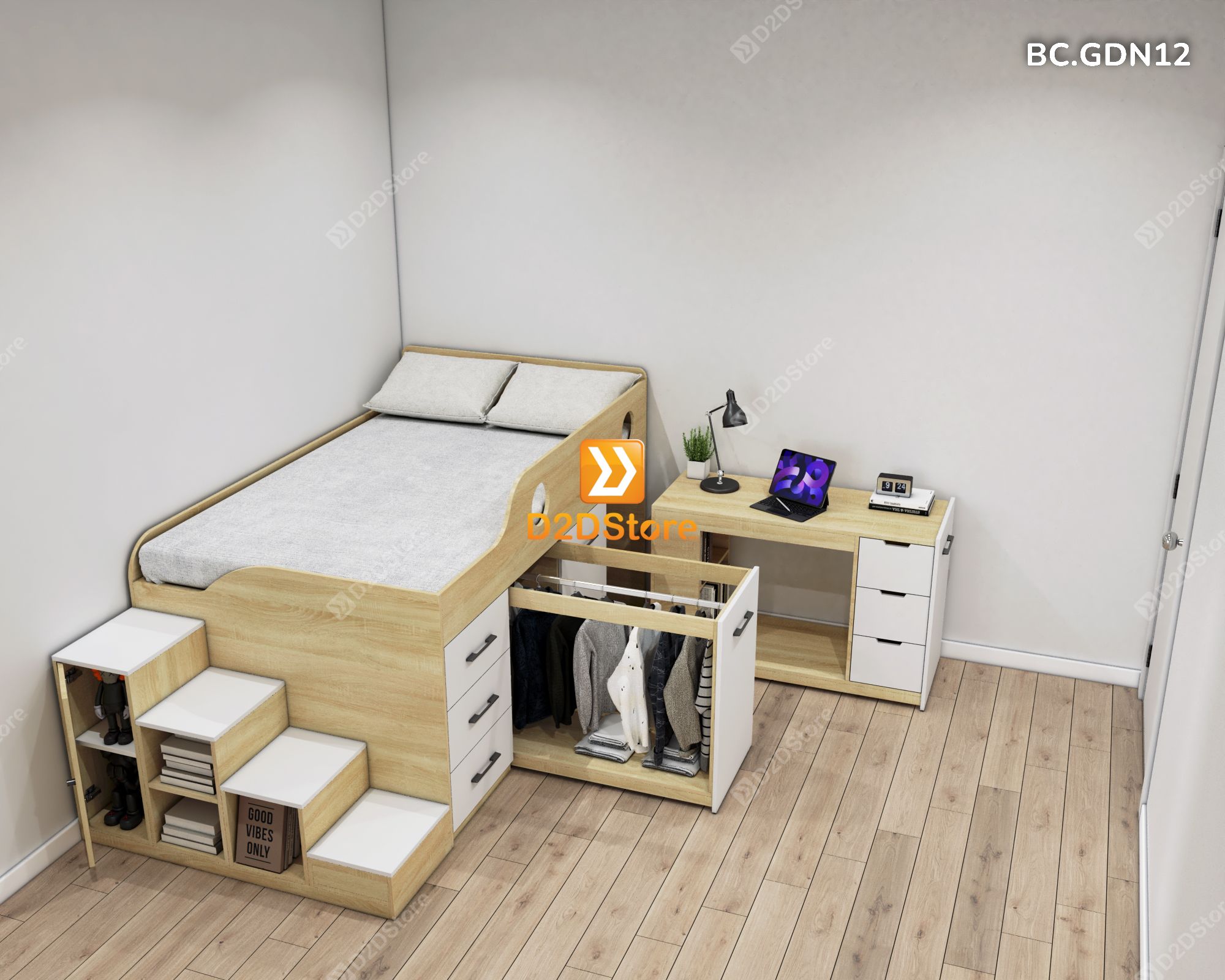  Giường đa năng kết hợp tủ áo và bàn học mã BC.GDN12 