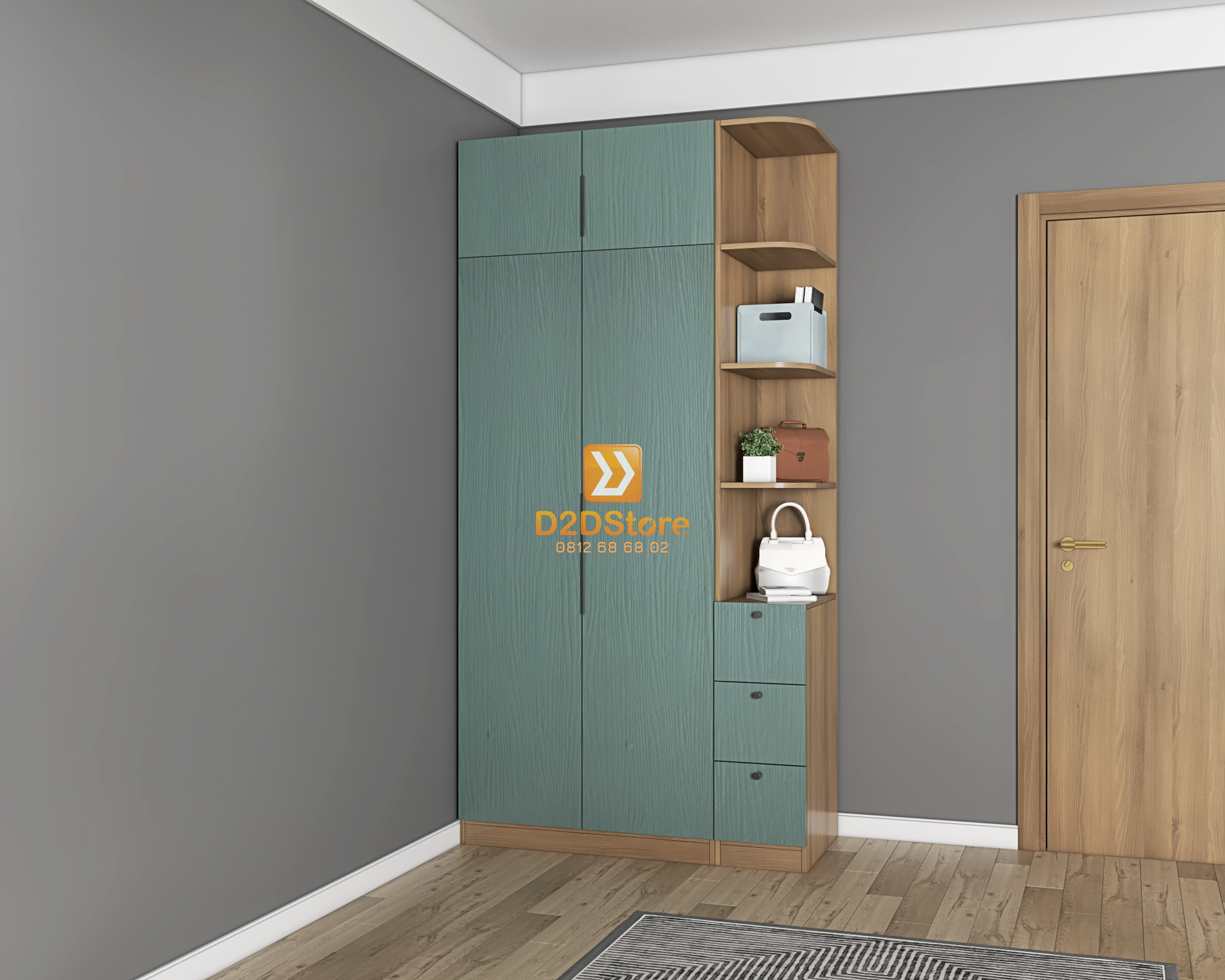  Tủ áo melamine cánh mở TA.MCM02 