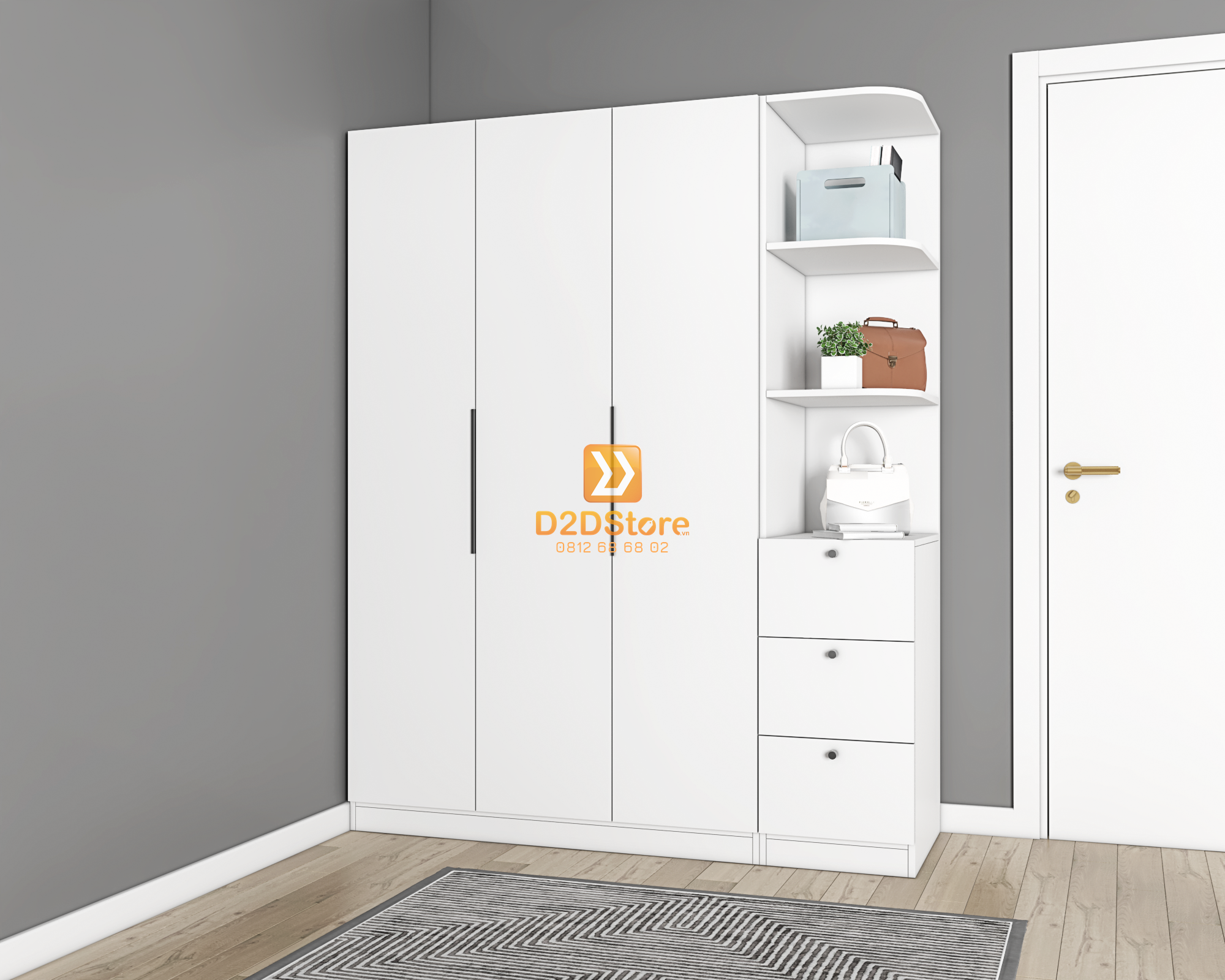  Tủ áo melamine cánh mở TA.MCM05 
