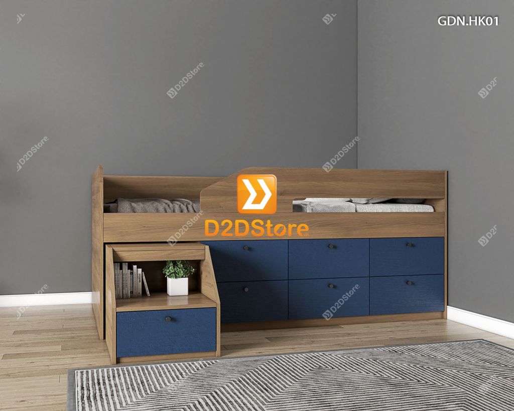 Giường ngủ kết hợp nhiều hộc kéo GDN.HK01