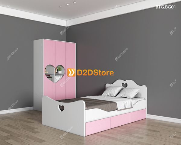 Bộ giường tủ phòng ngủ bé gái BTG.BG01