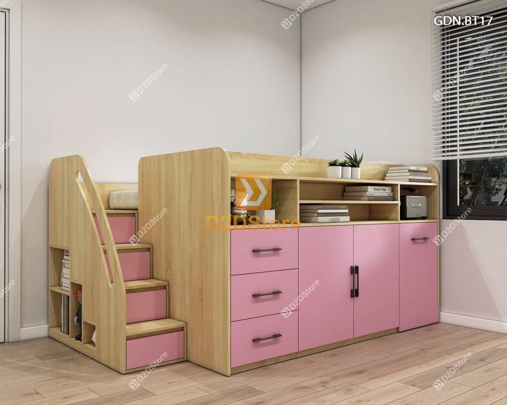 Giường ngủ kết hợp bàn học tủ áo GDN.BT17