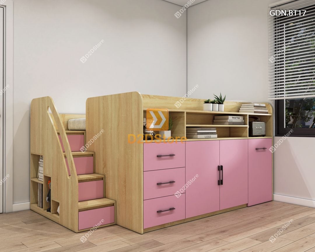  Giường ngủ kết hợp bàn học tủ áo GDN.BT17 