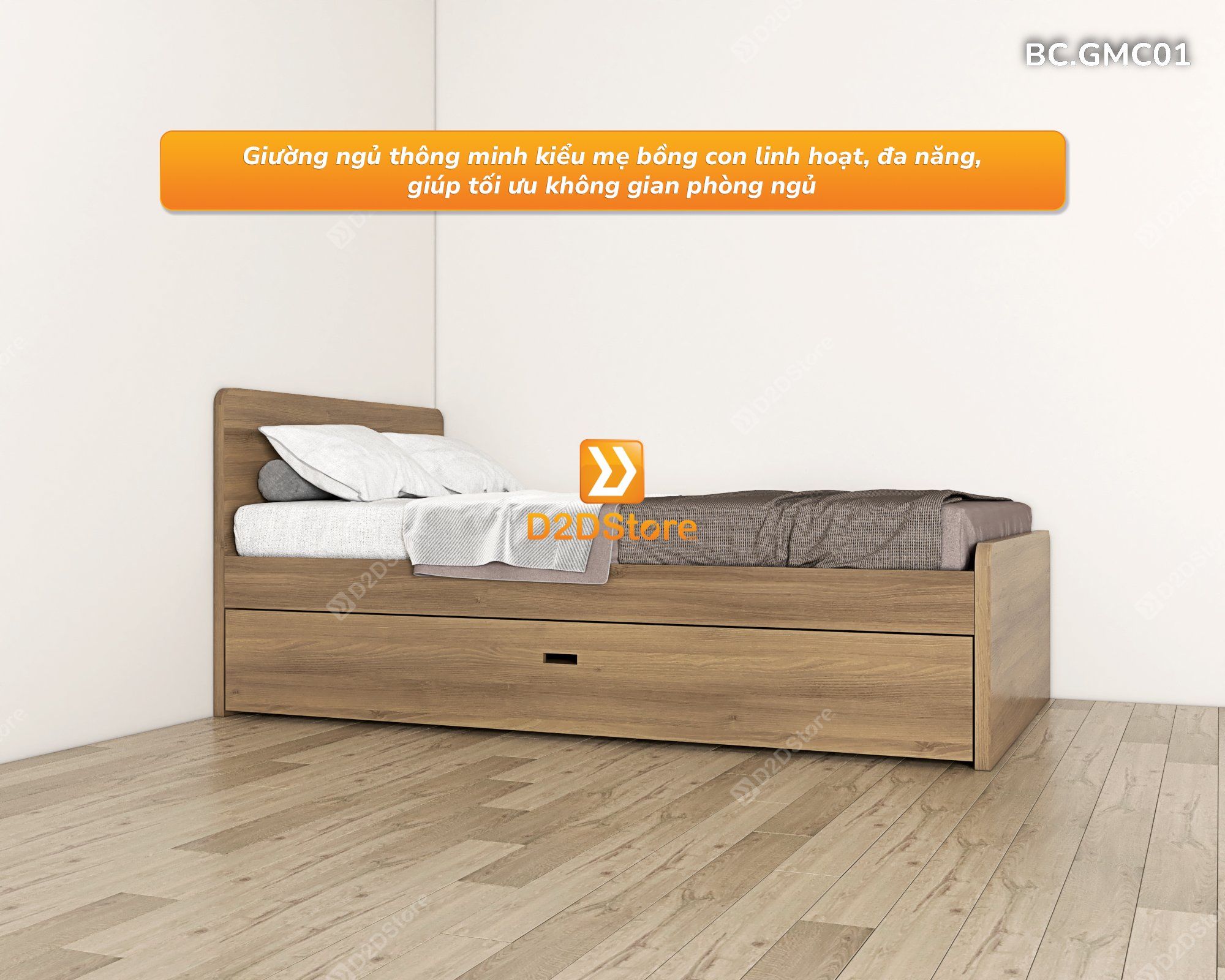  Giường kéo 2 tầng mẹ bồng con nhiều kích thước mã BC.GMC02 