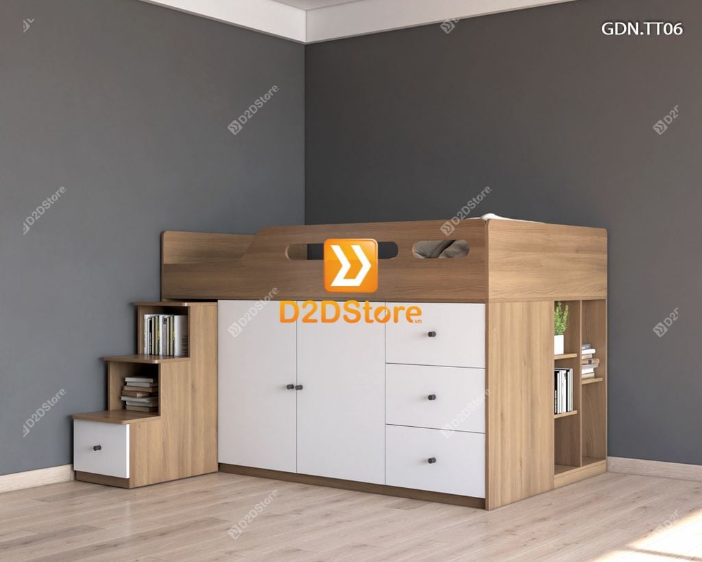 Giường kết hợp tủ áo thấp GDN.TT06