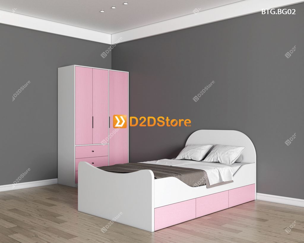 Bộ giường tủ phòng ngủ bé gái BTG.BG02